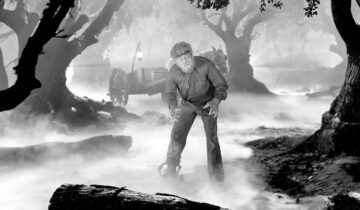 A film still from The Wolf Man with Lon Chaney Jr.