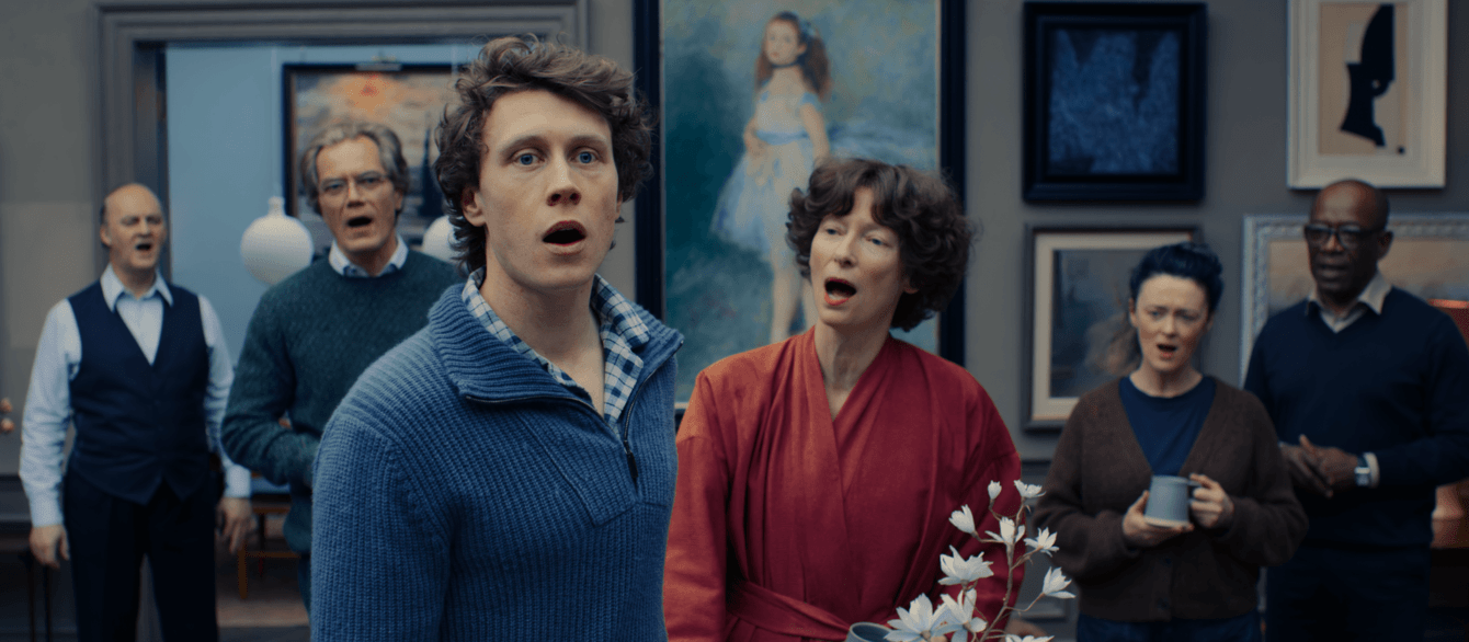 Tilda Swinton and George MacKay in a film still from The End